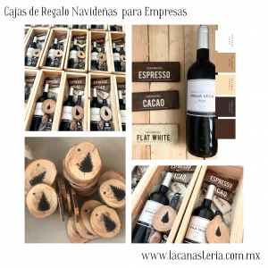 Cajas de regalo con vino La Canastería para regalos navideños en empresas navidad 2022